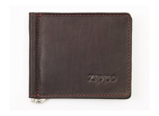 Zippo Leather Bi-Fold Money Clip Wallet - Mocha