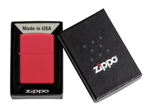 Zippo Logo Lighter - Red Matte