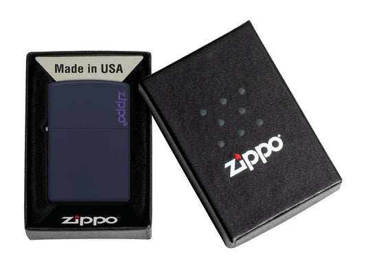 Zippo Logo Lighter - Navy Matte