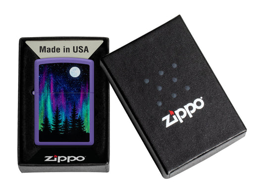 Zippo Northern Lights Lighter - Purple Matte