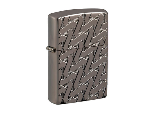 Zippo Geometric Weave Lighter - High Polish Black Ice®