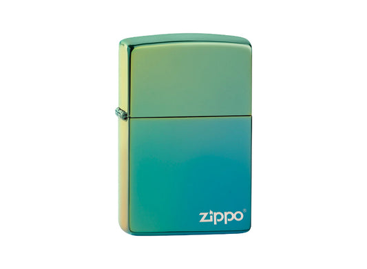 Zippo Logo Lighter - High Polish Teal